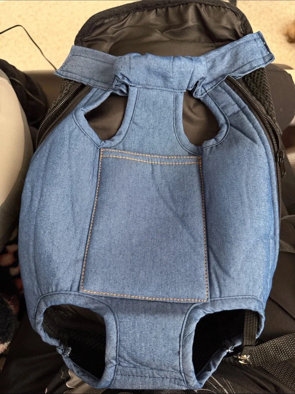 Denim Blue Dog Carrier Backpack - Comfortable Hands-Free Travel Carrier